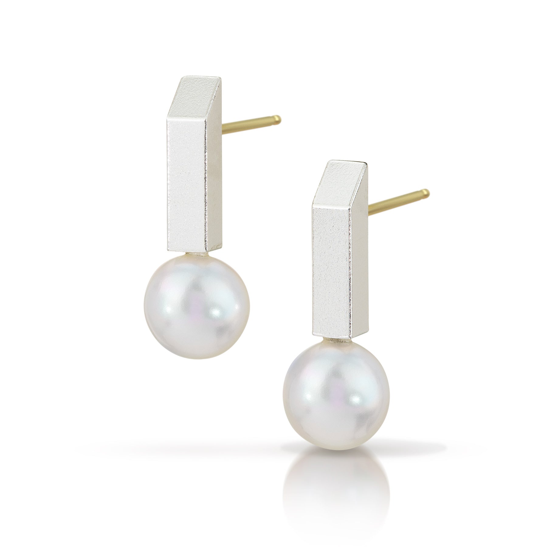 Rectangular Pearl Bar Earrings With Medium Bar Bar Collection Pearls