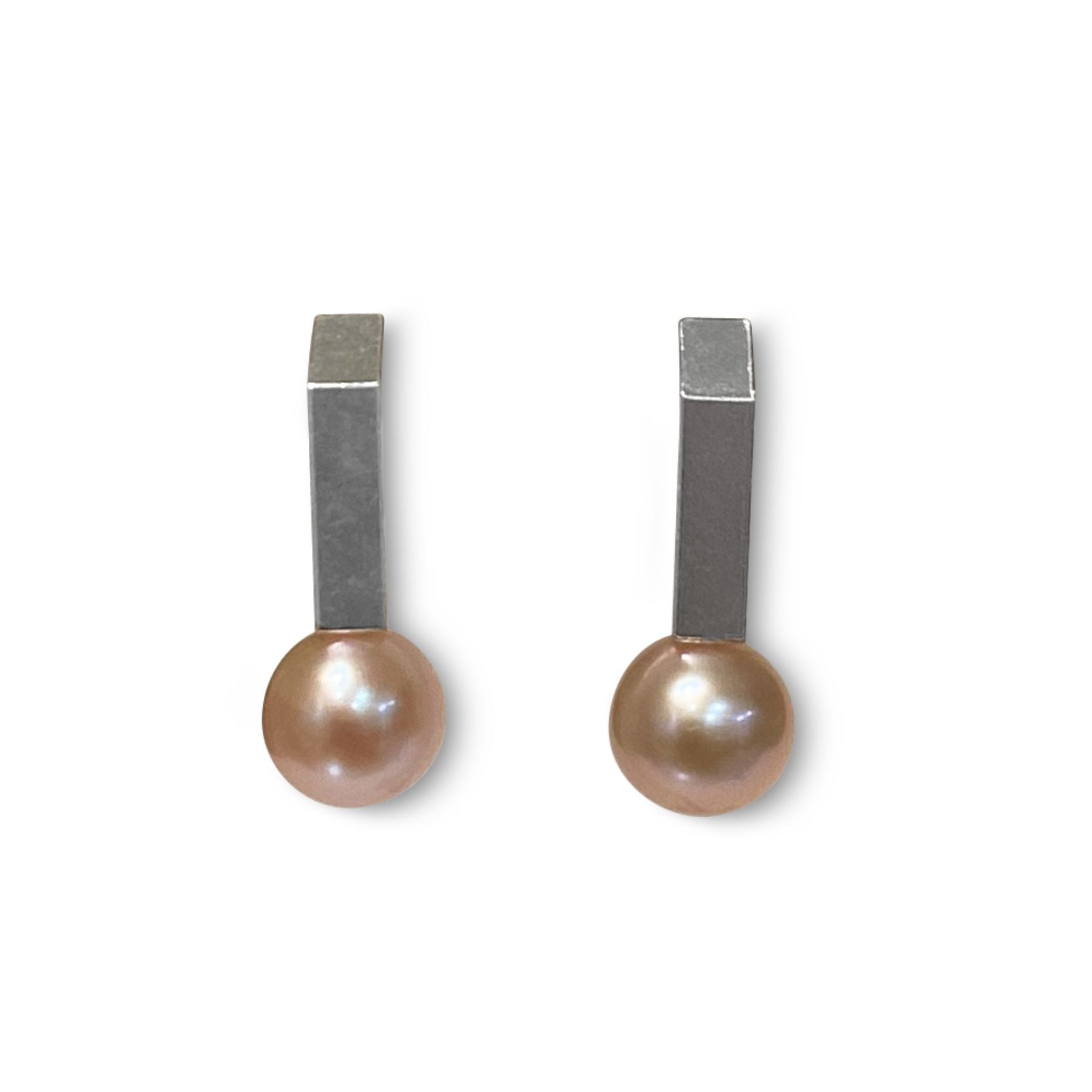 Rectangular Pearl Bar Earrings With Narrow Bar Bar Collection Pearls