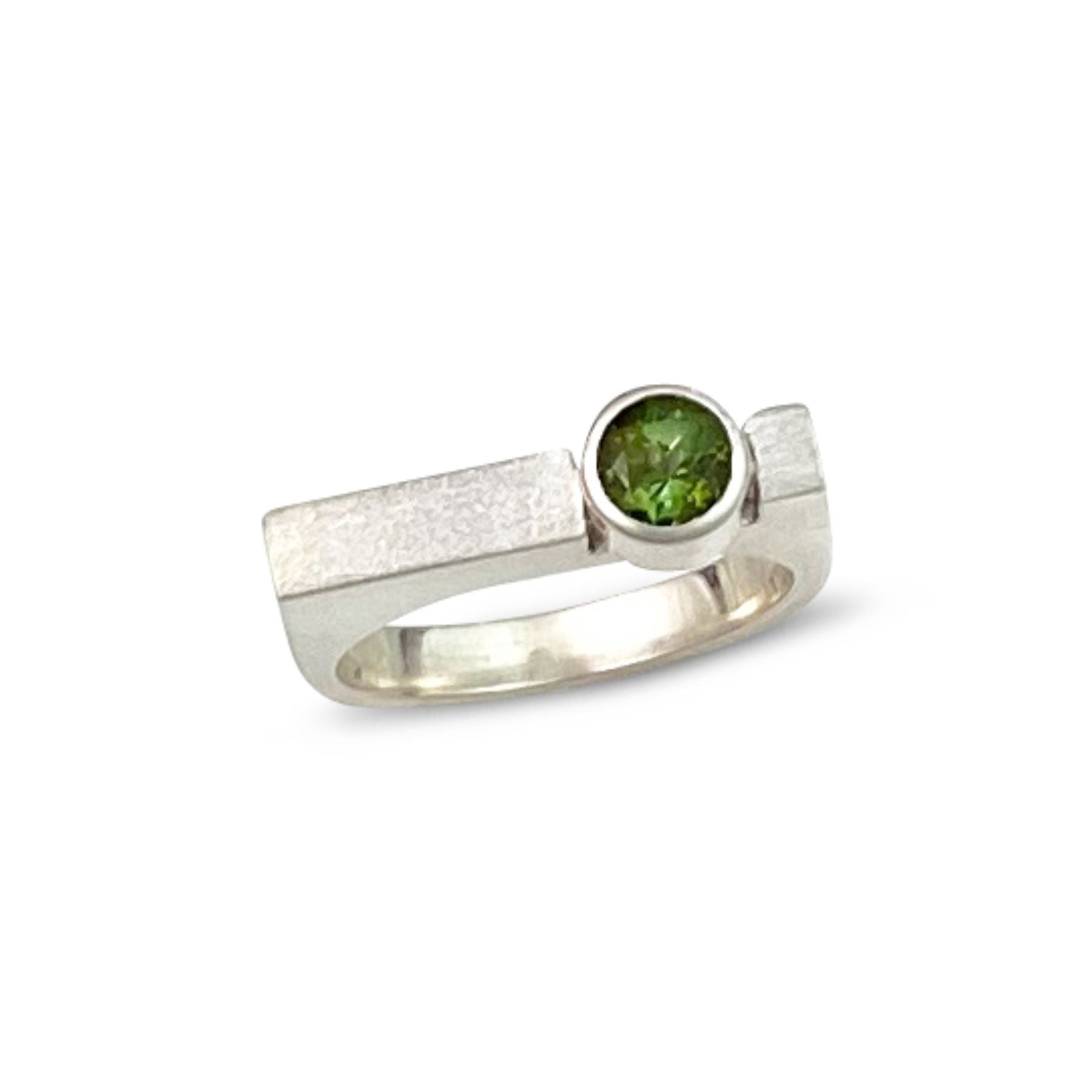 Green Tourmaline Bezel Set Bar Ring Bar Collection Gemstones