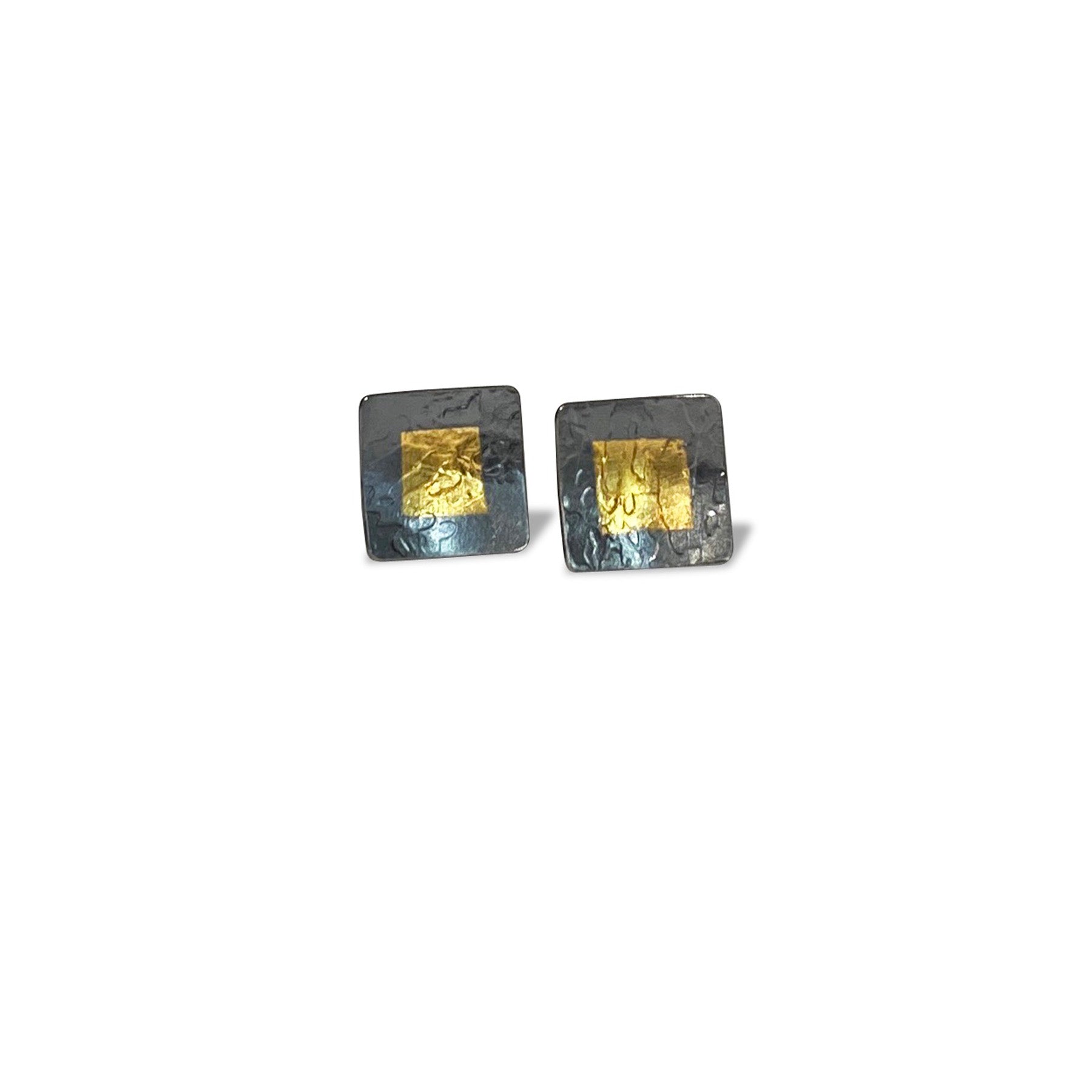 Keum Boo Square Stud Earrings Japanese Textile Keum Boo National Parks