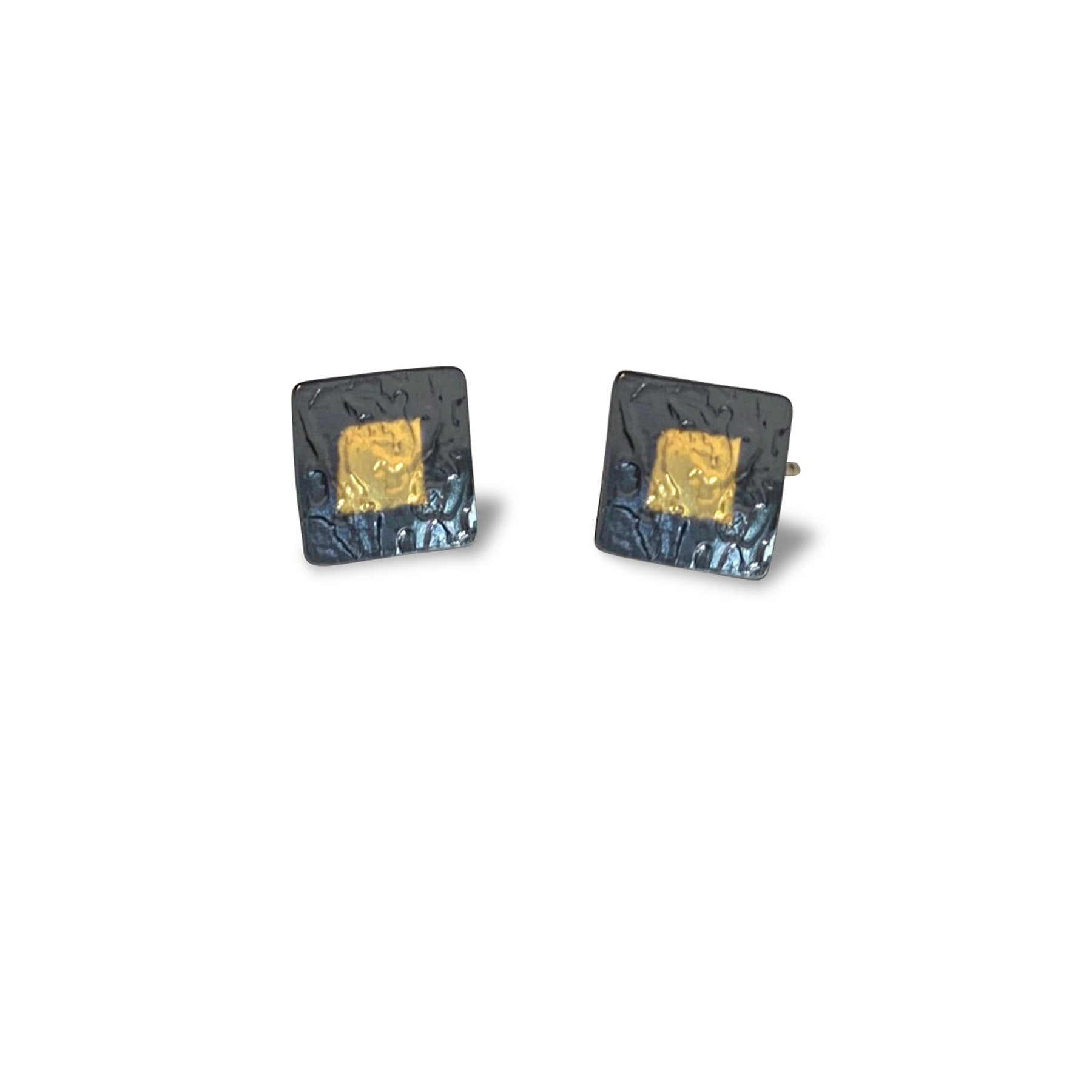 Keum Boo Square Stud Earrings Japanese Textile Keum Boo National Parks