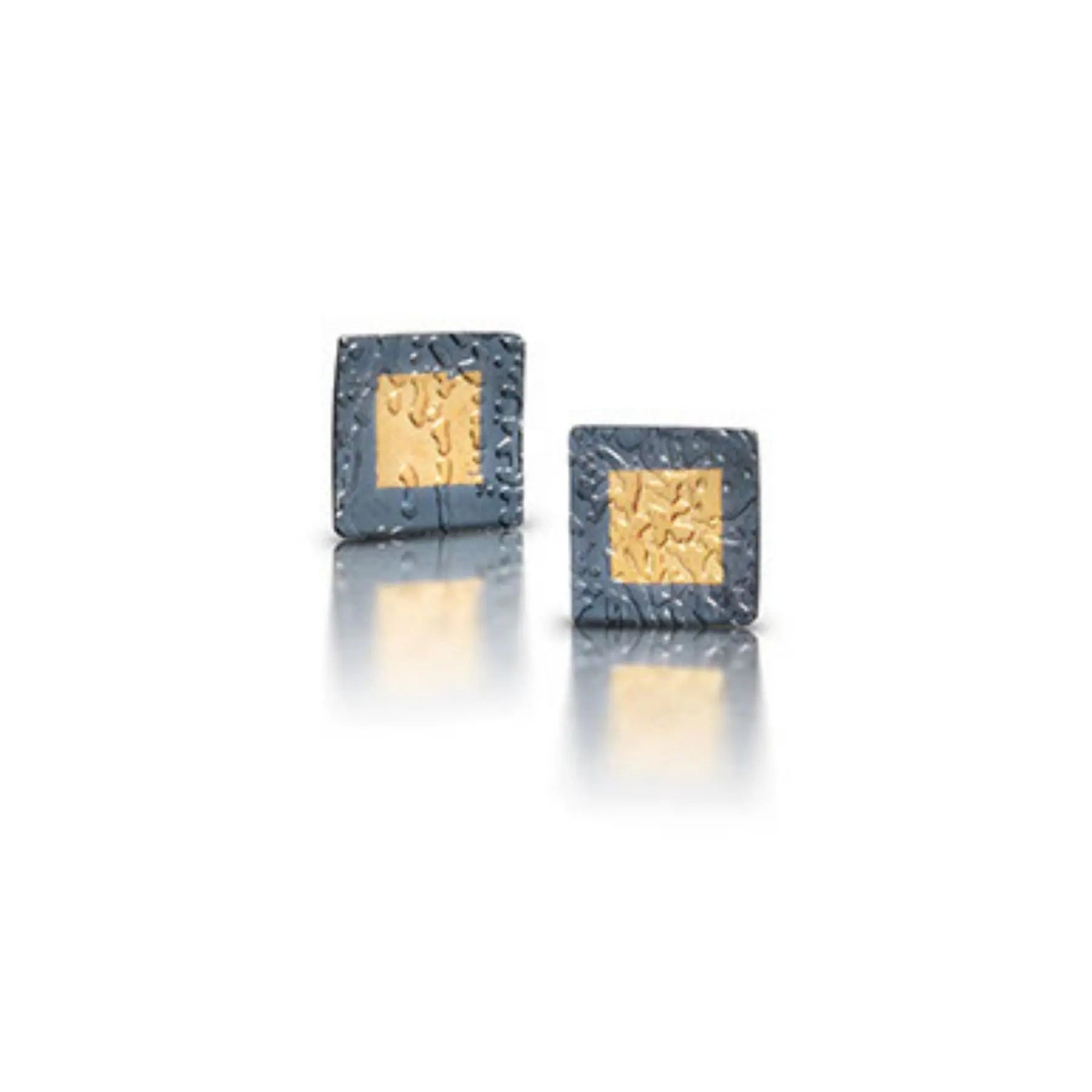 Keum Boo Square Stud Earrings Japanese Textile Keum Boo National Parks