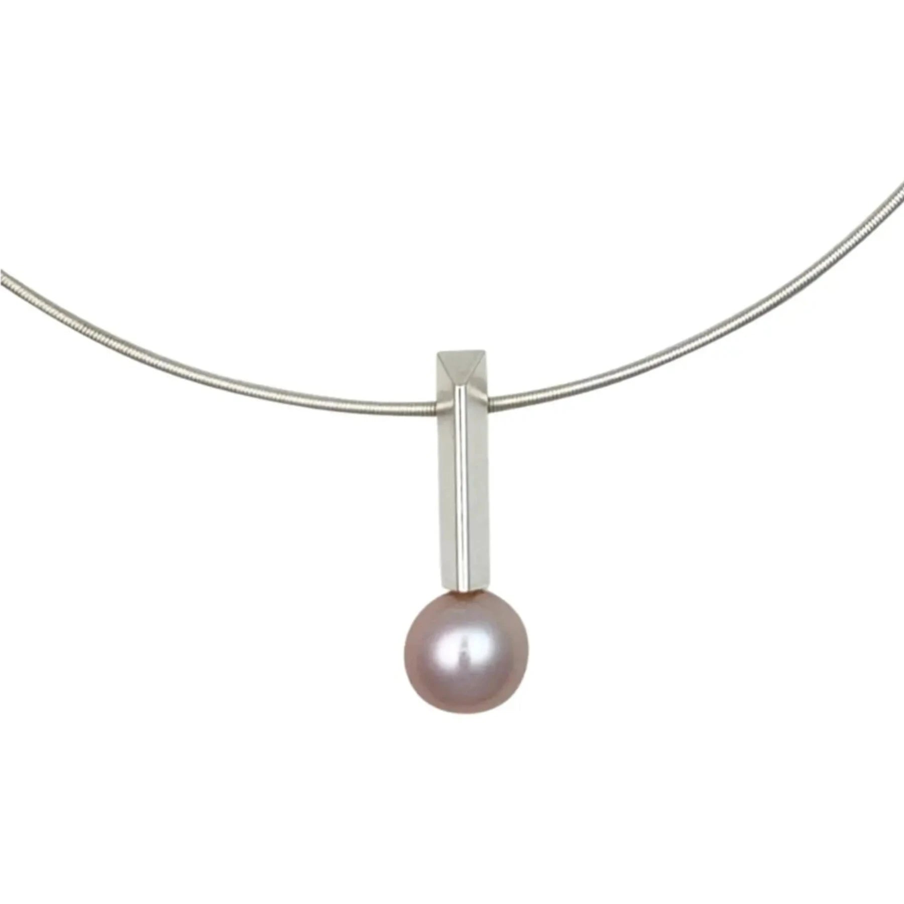 Triangular Pink Pearl Bar Pendant (Special Edition: 10mm Pink Chinese Freshwater Pearl) Pearls
