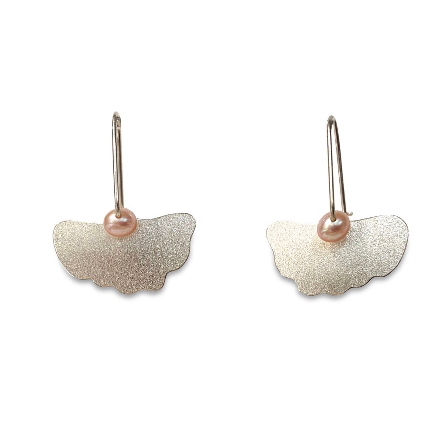 Silver Ginkgo Earrings With Freshwater Pearls Pearls