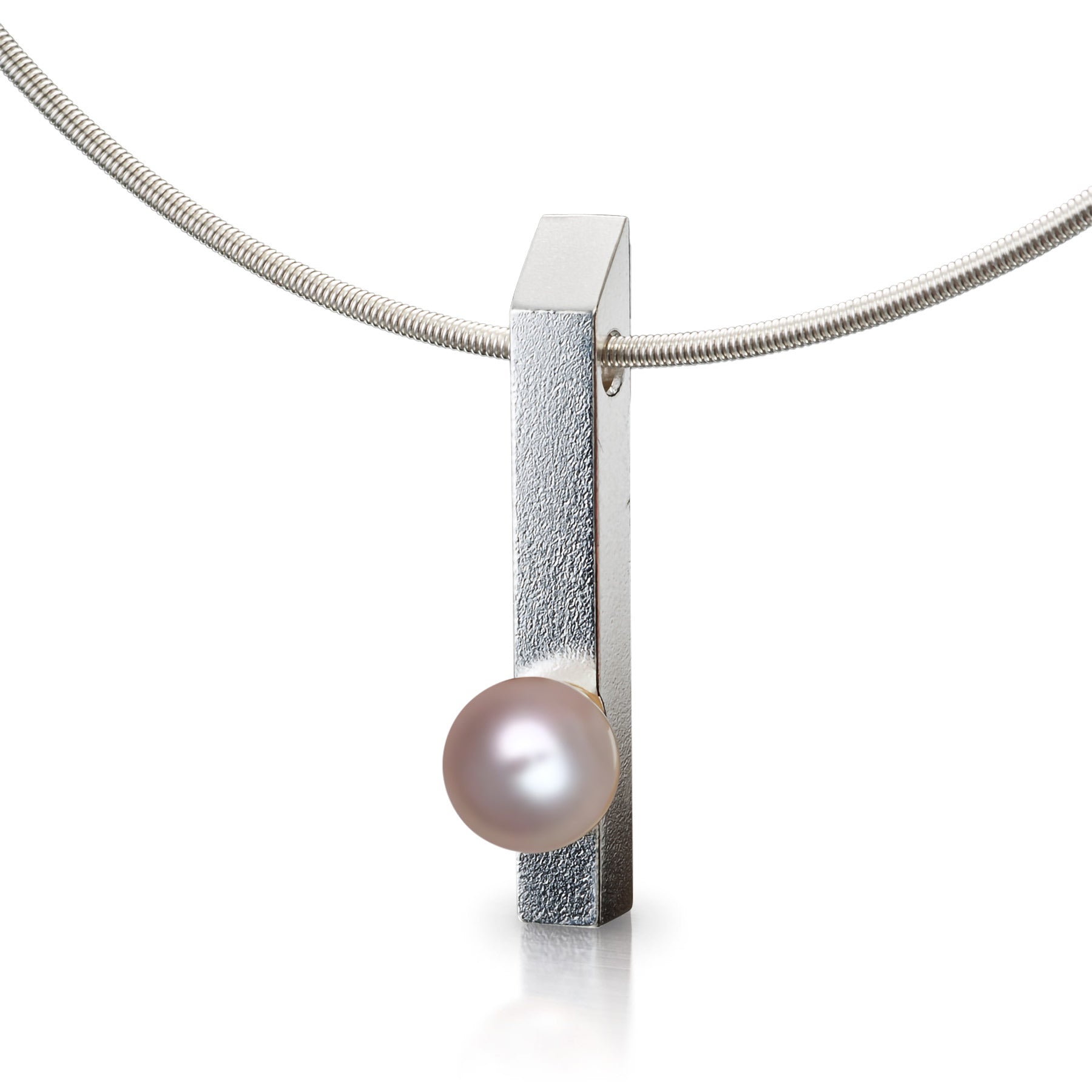 Long Rectangular Pearl Bar Pendant With Freshwater Pearl