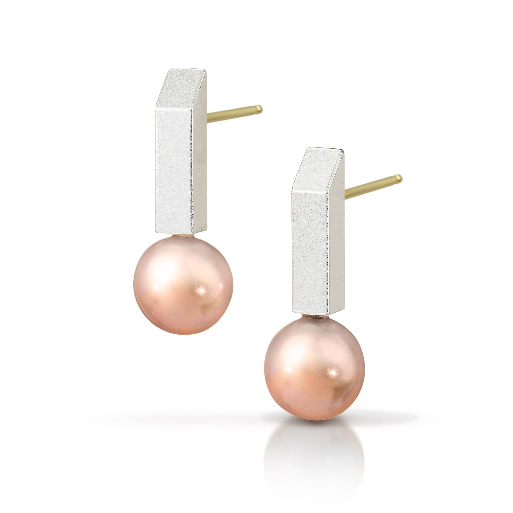 Rectangular Pearl Bar Earrings With Medium Bar Bar Collection Pearls