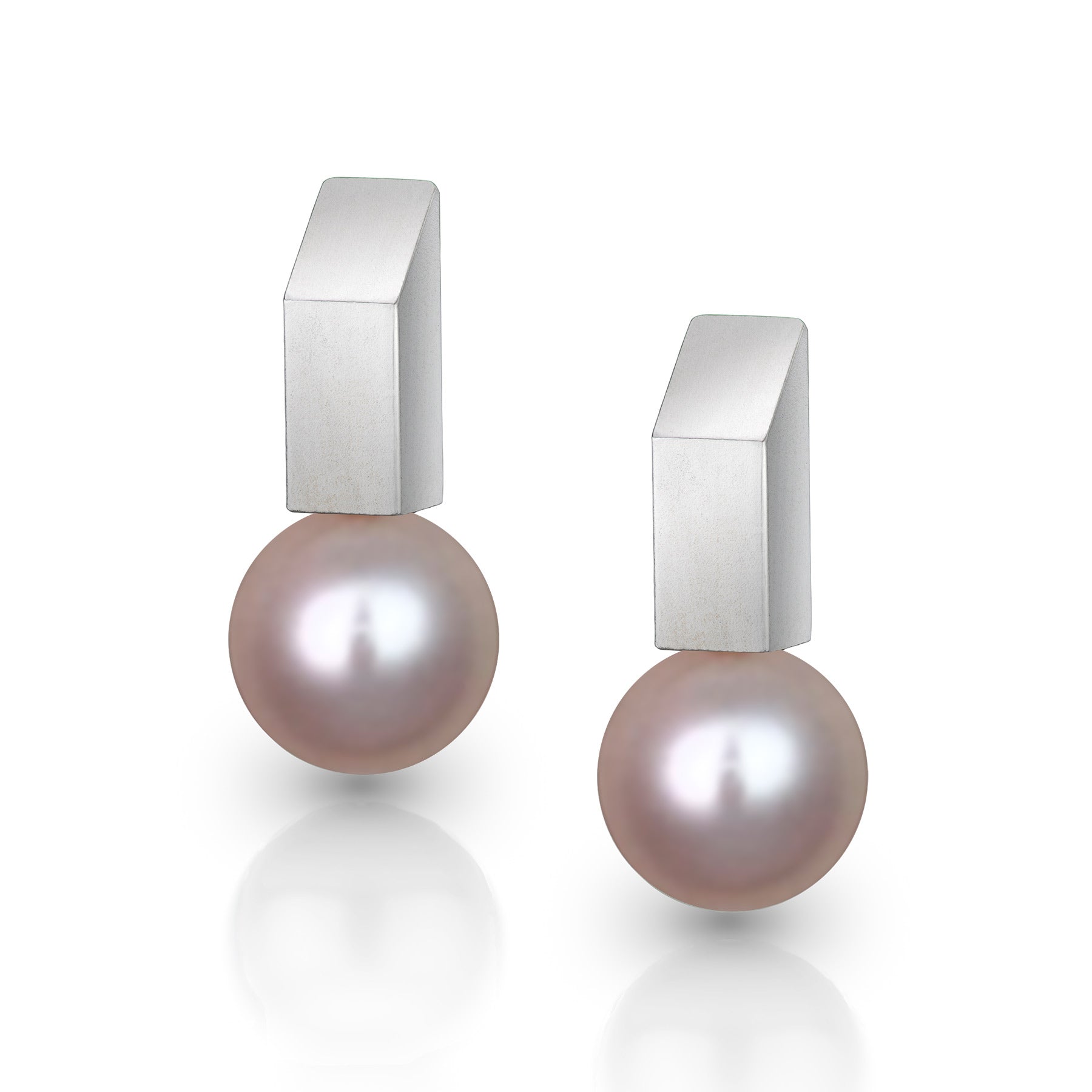 Rectangular Pearl Bar Earrings With Wide Bar