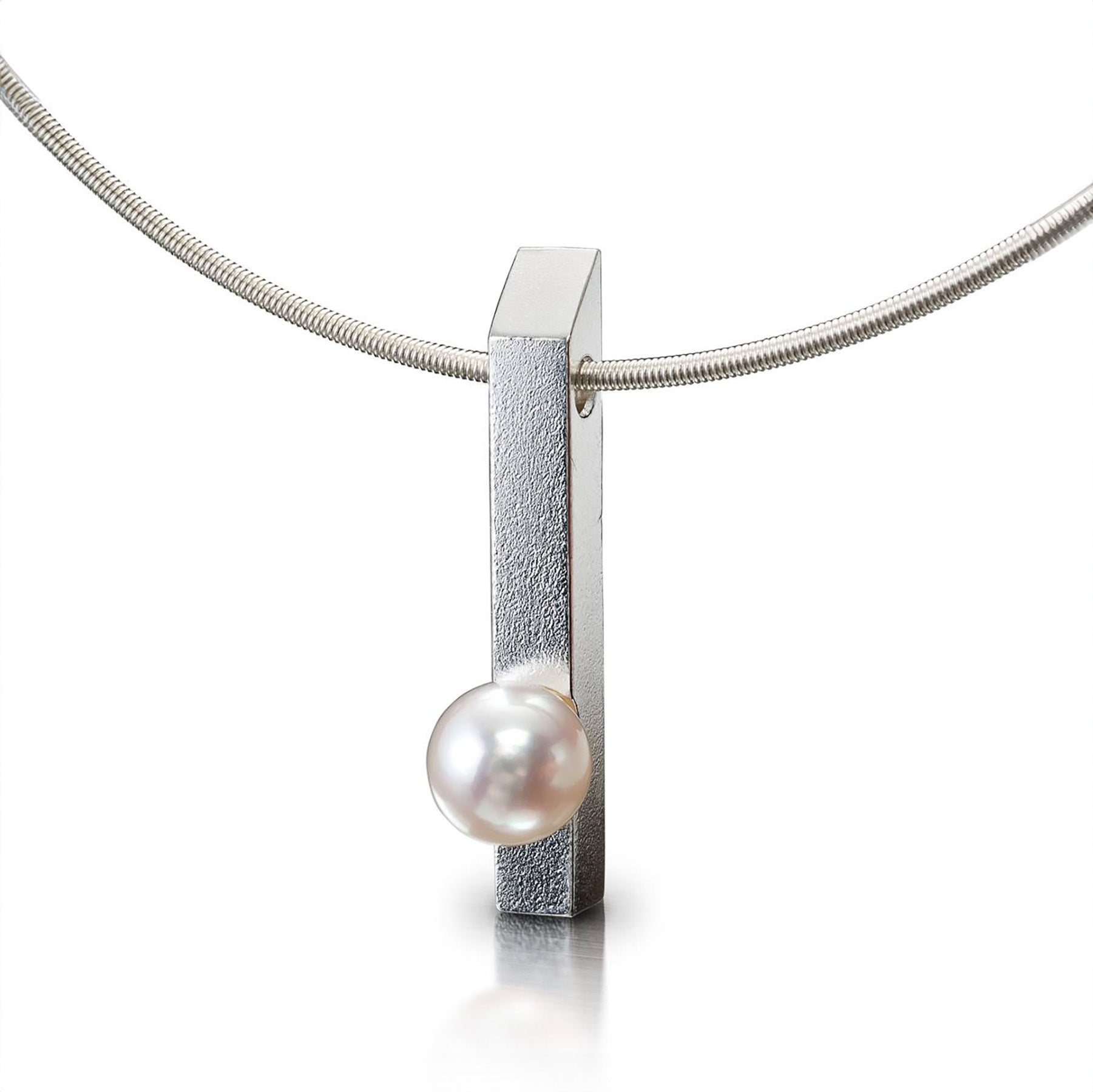 Long Rectangular Pearl Bar Pendant With Freshwater Pearl