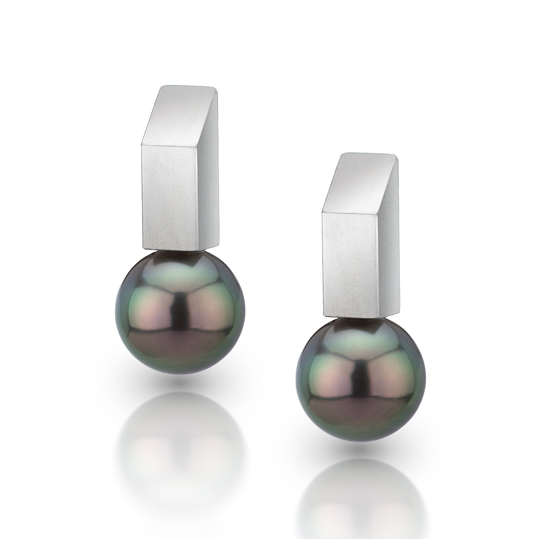 Rectangular Bar Tahitian Pearl Stud Earrings