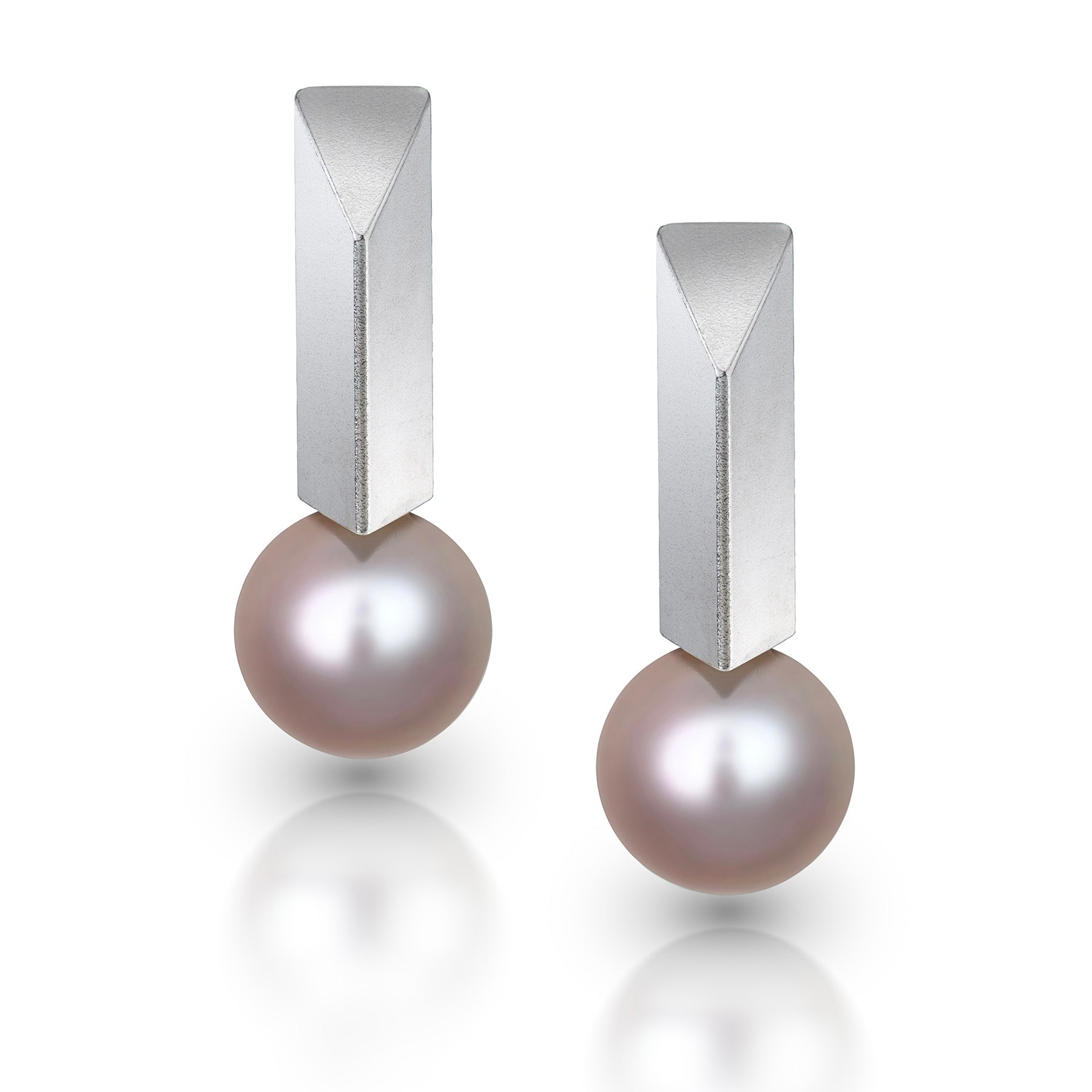 Long Triangular Bar Pearl Earrings