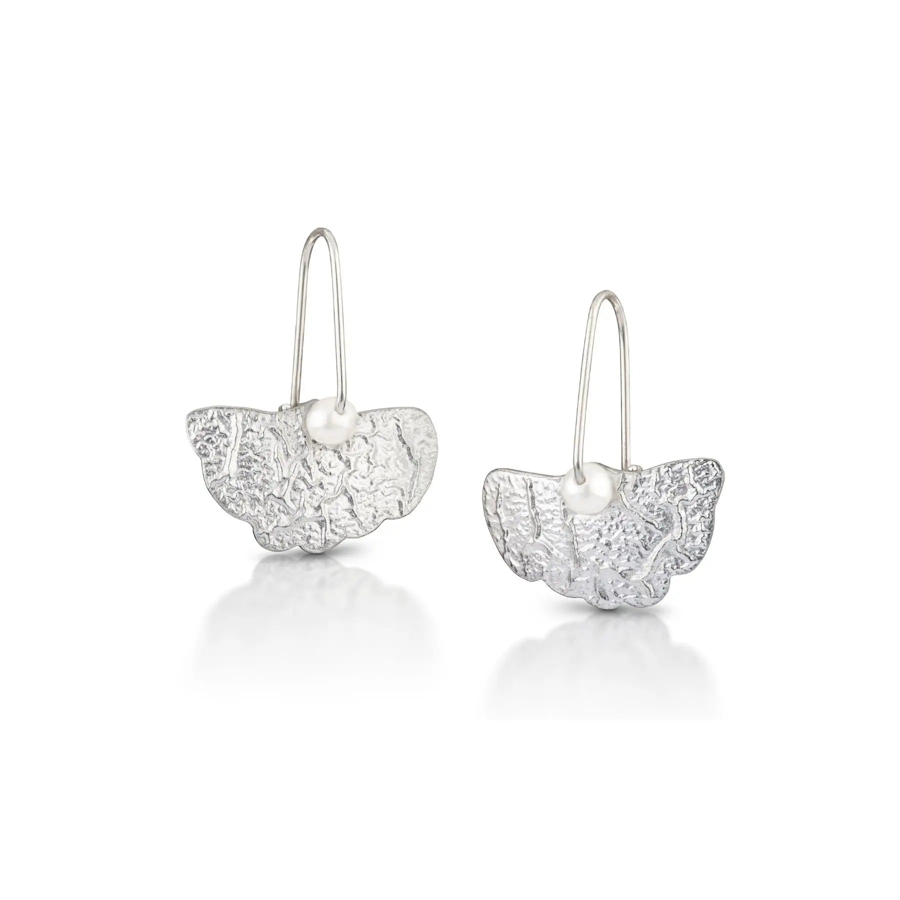 Crinkle Ginkgo Earrings With Freshwater Pearls Pearls