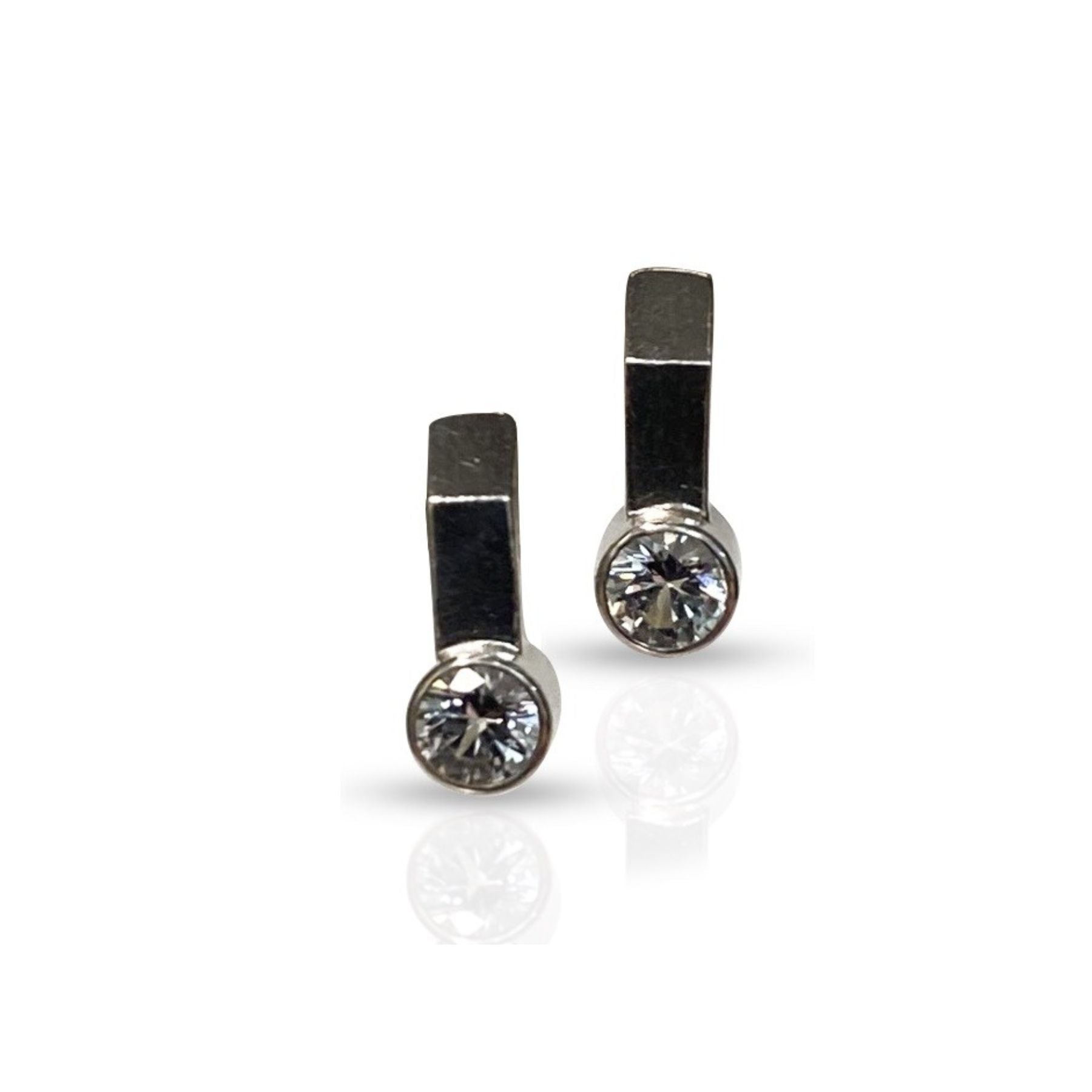 Rectangular Bar Bezel Earrings With Gemstones Bar Collection Gemstones