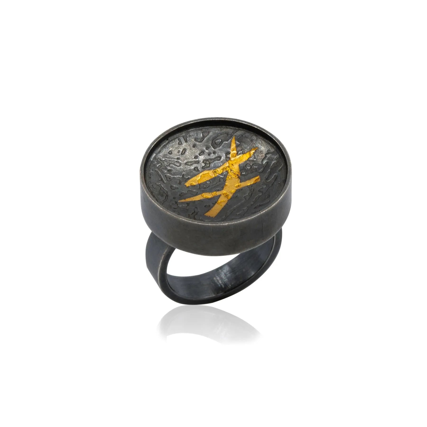Oxidized Yellowstone Bezel Ring With Keum Boo Accents Keum Boo National Parks One-of-a-Kind