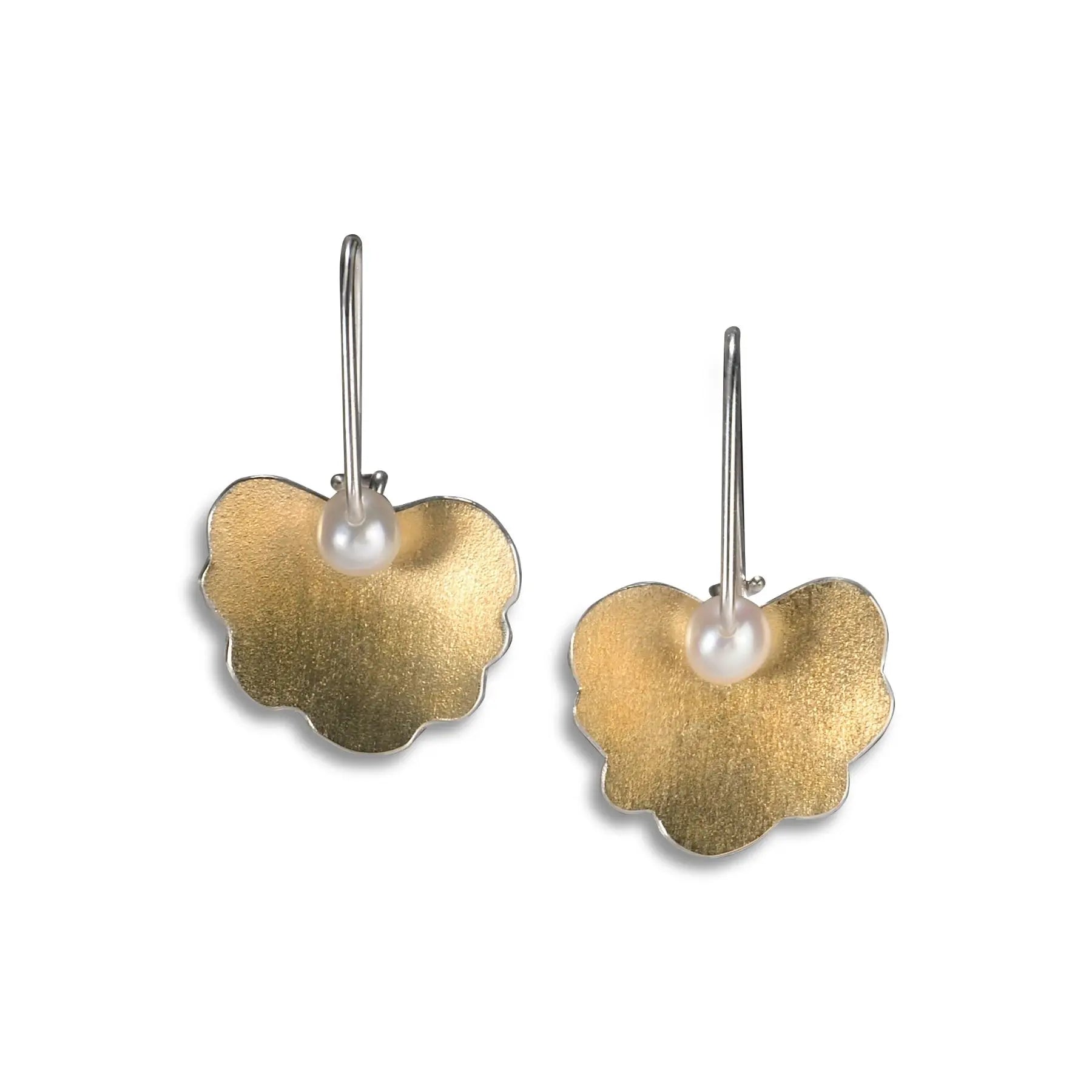 Gold Bimetal Mini Geranium Earrings Pearls