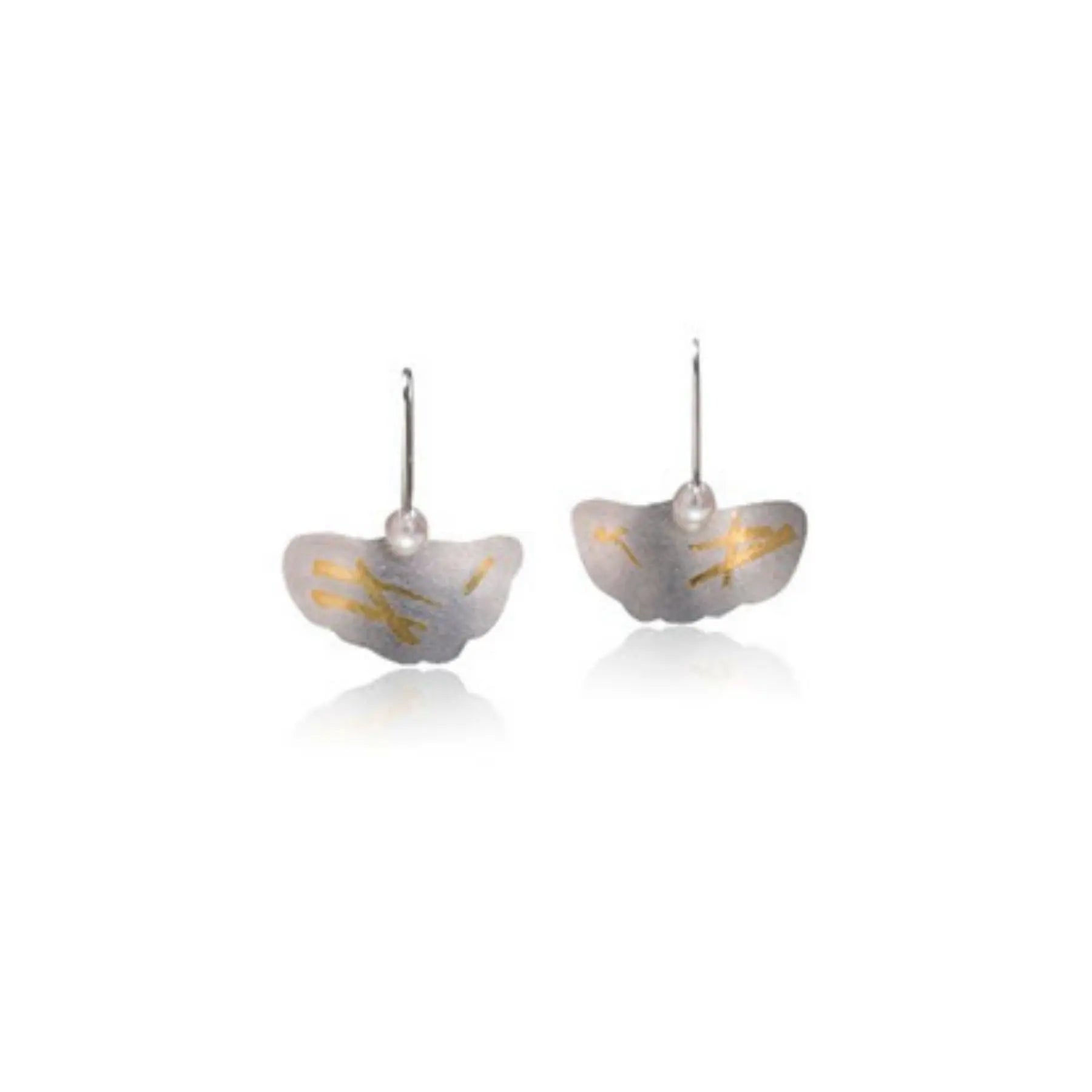 Ginkgo Earrings With Keum Boo And Freshwater Pearls Keum Boo One-of-a-Kind Pearls