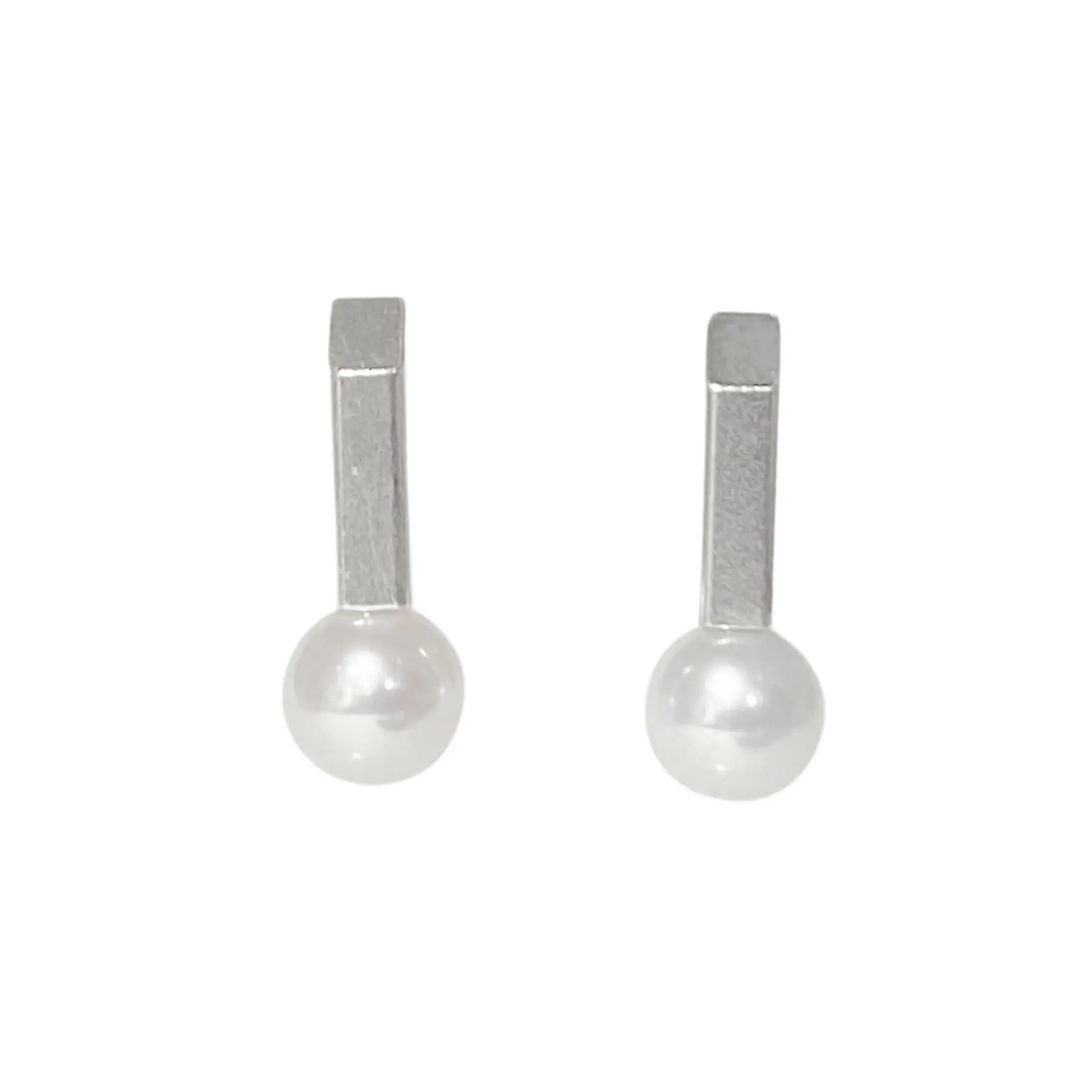 Rectangular Pearl Bar Earrings With Narrow Bar Bar Collection Pearls
