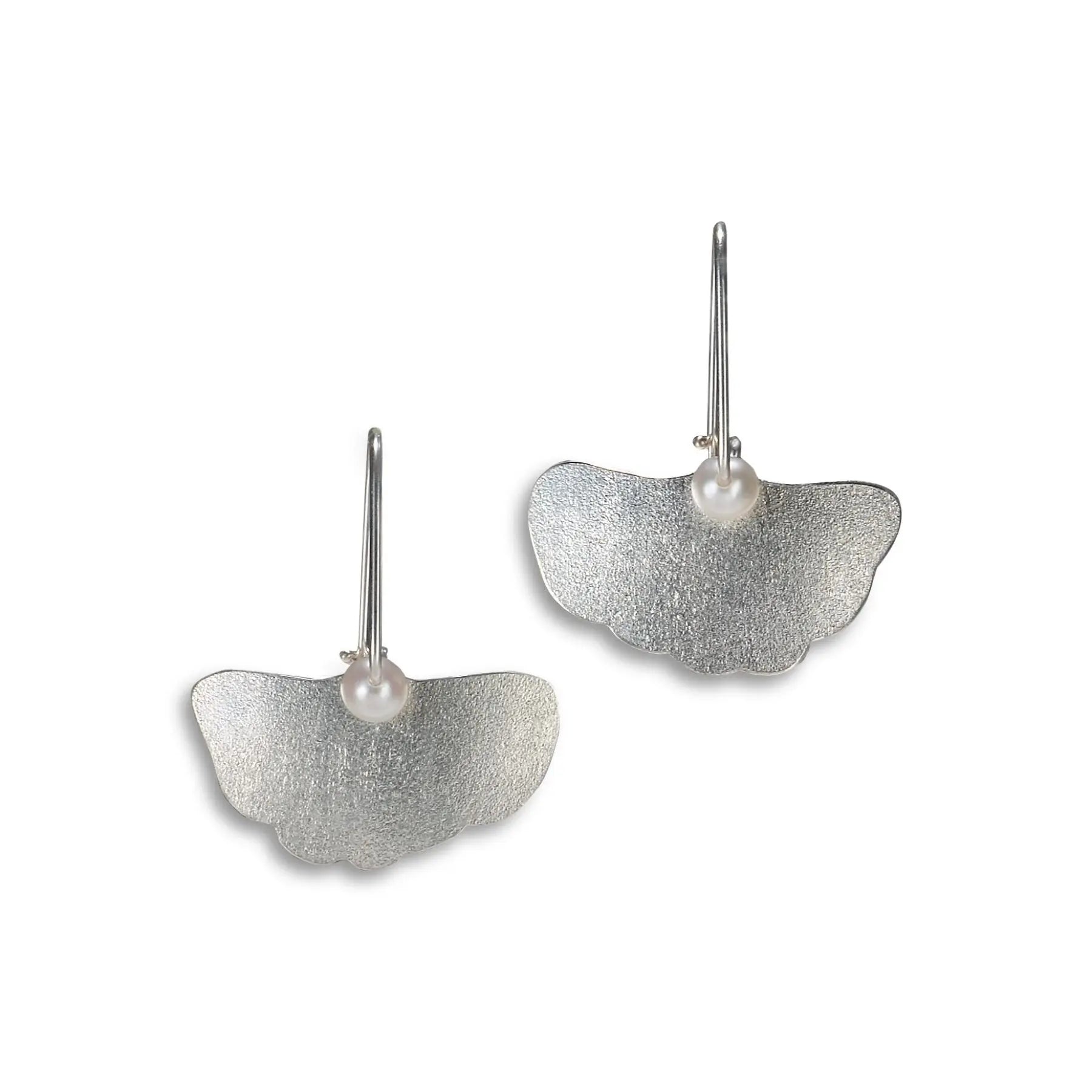 Silver Ginkgo Earrings With Freshwater Pearls Pearls