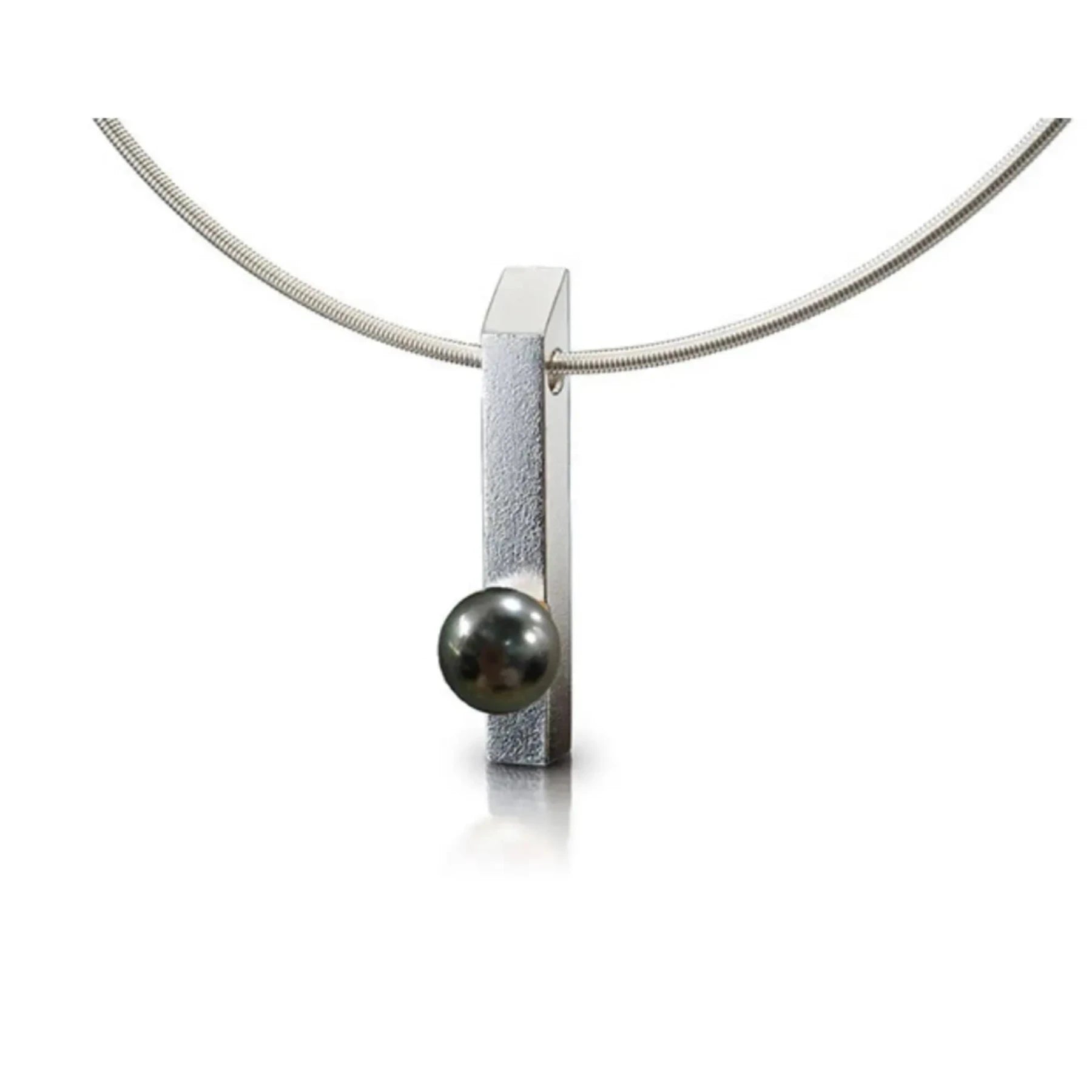 Rectangular Bar Pendant With Tahitian Pearl-Long Bar Collection Gemstones Pearls